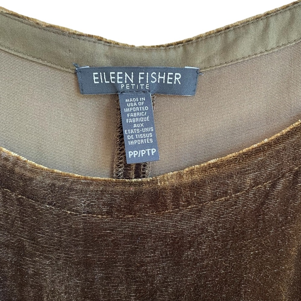 Eileen Fisher Velvet Shift Dress Size PP Silk Luxury Iridescent Office Party - Picture 4 of 6